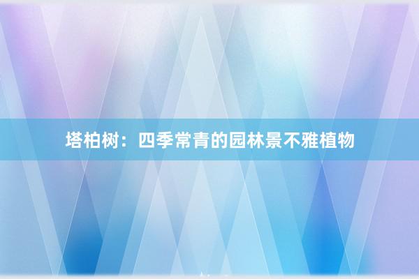 塔柏树：四季常青的园林景不雅植物
